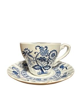 J&G Meakin England blue Nordic Tea Cup and Saucer Set of 6